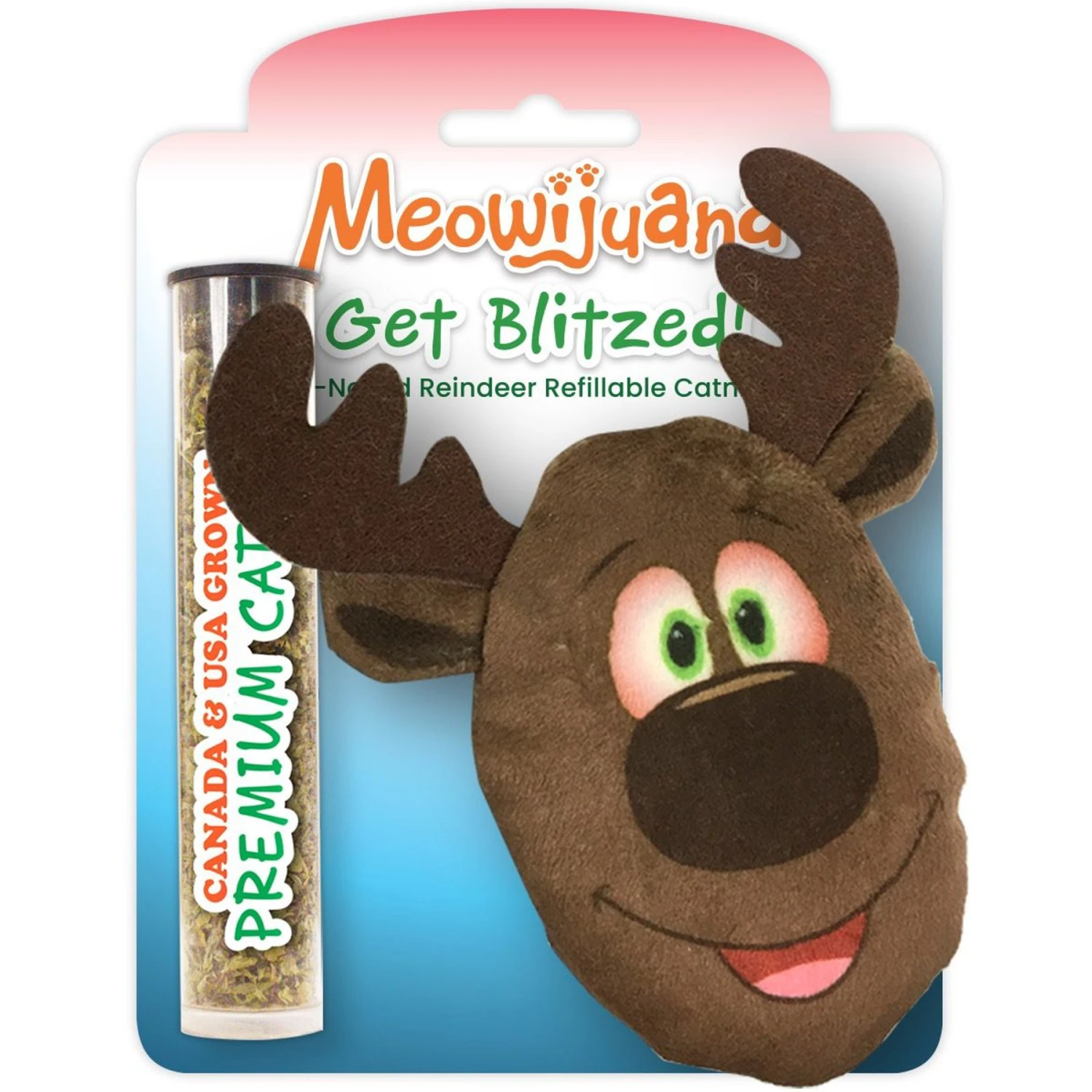 Meowijuana Get Blitzed Reindeer Refillable Plush Cat Toy With Catnip 1 Meowijuana Get Blitzed Reindeer Refillable Plush Cat Toy With Catnip