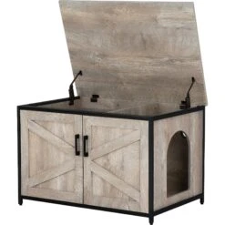 Unipaws Cat Litter Box Enclosure With Top Opening, Weathered Gray -Pet Cat Supplies Store 373041 PT2. AC SS1800 V1647033734