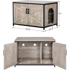 Unipaws Cat Litter Box Enclosure With Top Opening, Weathered Gray -Pet Cat Supplies Store 373041 PT3. AC SS1800 V1650094610