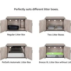 Unipaws Cat Litter Box Enclosure With Top Opening, Weathered Gray -Pet Cat Supplies Store 373041 PT7. AC SS1800 V1657657614