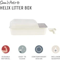 Sam's Pets Helix Cat Litter Box, White -Pet Cat Supplies Store 373533 PT3. AC SS1800 V1647638222