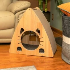 Armarkat Real Wood Triangular Cat Condo, Natural Beige, 22-in -Pet Cat Supplies Store 515614 PT2. AC SS1800 V1649344922