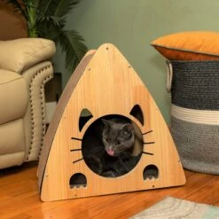 Armarkat Real Wood Triangular Cat Condo, Natural Beige, 22-in -Pet Cat Supplies Store 515614 PT3. AC SS1800 V1649353950