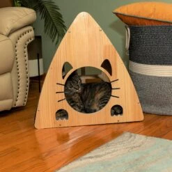 Armarkat Real Wood Triangular Cat Condo, Natural Beige, 22-in -Pet Cat Supplies Store 515614 PT5. AC SS1800 V1649340708