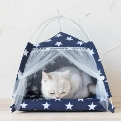 Lovely Caves Stars Dog & Cat Tent, Blue, Medium -Pet Cat Supplies Store 525758 PT3. AC SS1800 V1658192713