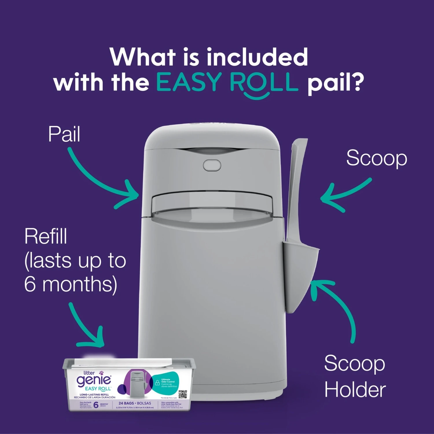 Litter Genie Easy Roll Pail Cat Litter Disposal 2 Litter Genie Easy Roll Pail Cat Litter Disposal - Image 2