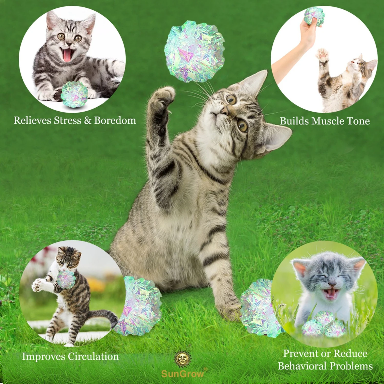 SunGrow Entertainment Clear Mylar Indoor Cat & Ferret Crinkle Balls & Chase Toy, 2-in, 12 Count 4 SunGrow Entertainment Clear Mylar Indoor Cat & Ferret Crinkle Balls & Chase Toy, 2-in, 12 Count - Image 4