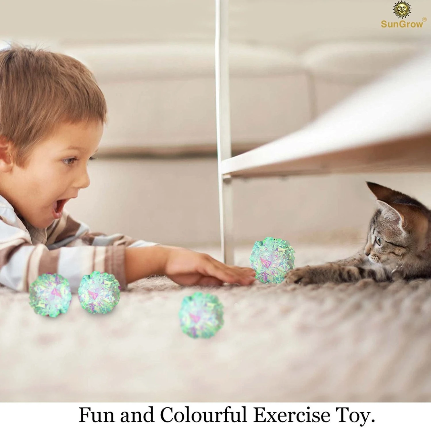 SunGrow Entertainment Clear Mylar Indoor Cat & Ferret Crinkle Balls & Chase Toy, 2-in, 12 Count 5 SunGrow Entertainment Clear Mylar Indoor Cat & Ferret Crinkle Balls & Chase Toy, 2-in, 12 Count - Image 5