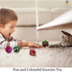 SunGrow Interactive Colorful Indoor Cat & Ferret Mylar Crinkle Balls & Chase Toy, 2-in, 24 Count -Pet Cat Supplies Store 616582 PT4. AC SS1800 V1672337762