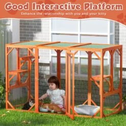 Coziwow Outdoor Wooden Cat Cage Playpen -Pet Cat Supplies Store 666030 PT5. AC SS1800 V1668456889