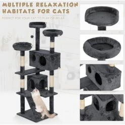 Coziwow 60-in Scratching Posts & Toys Cat Tree & Condo, Grey -Pet Cat Supplies Store 666062 PT6. AC SS1800 V1668456945