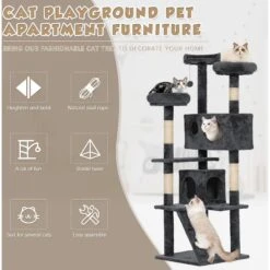 Coziwow 60-in Scratching Posts & Toys Cat Tree & Condo, Grey -Pet Cat Supplies Store 666062 PT8. AC SS1800 V1668457949
