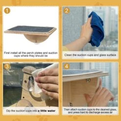 Coziwow Cat Window Perch With Suction Cups, Natural Wood -Pet Cat Supplies Store 668486 PT8. AC SS1800 V1666649257