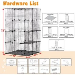 Coziwow DIY 4-Door Large Cat Cage Playpen, Black, 72-in -Pet Cat Supplies Store 677126 PT2. AC SS1800 V1680115293