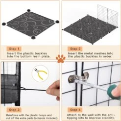 Coziwow DIY 4-Door Large Cat Cage Playpen, Black, 72-in -Pet Cat Supplies Store 677126 PT6. AC SS1800 V1680112001