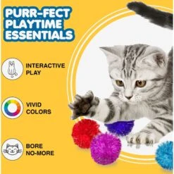 SunGrow Cat Pom Pom Balls For Indoor, Interactive Fetch & Play Toy For Arts & Crafts -Pet Cat Supplies Store 679590 PT2. AC SS1800 V1680882188