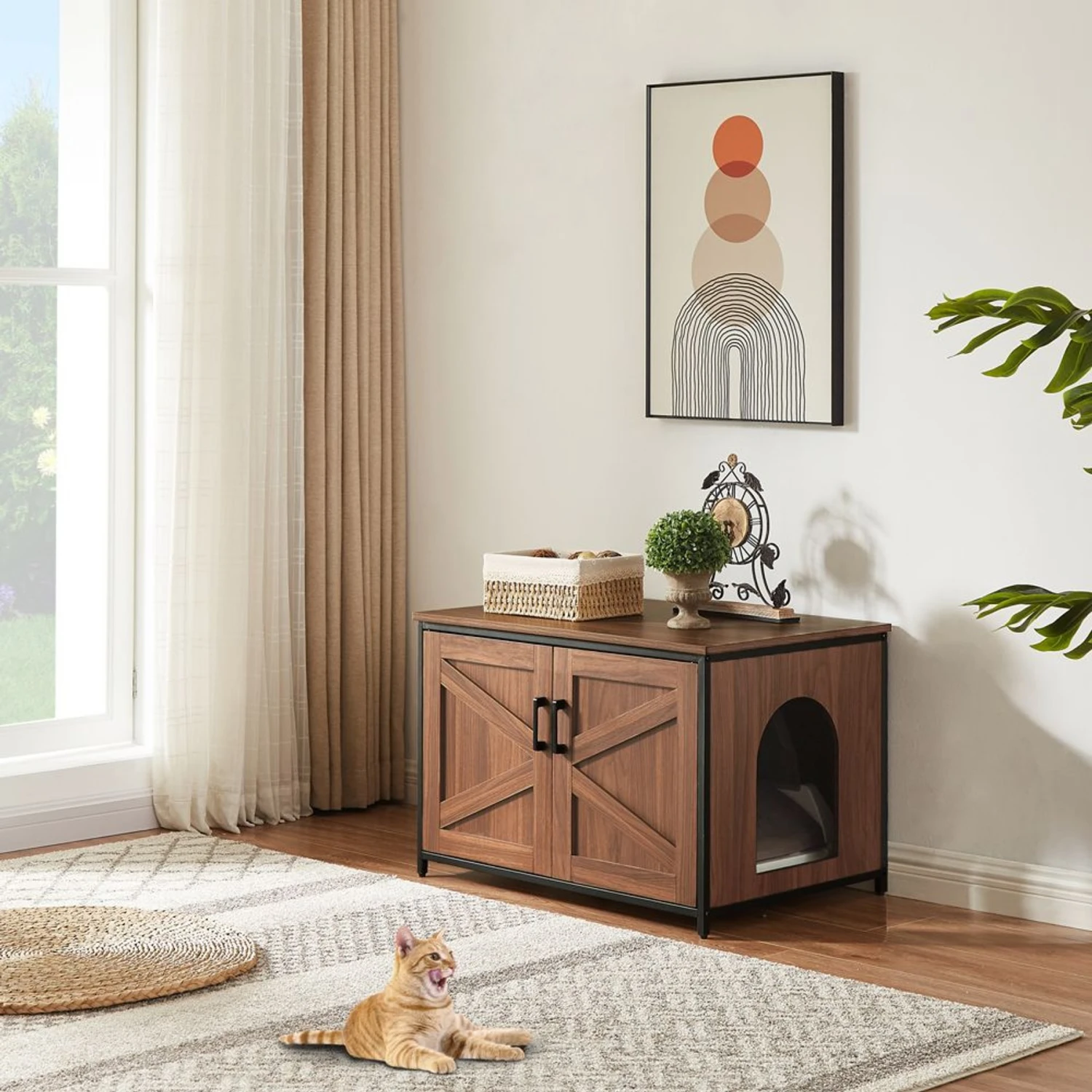 Unipaws Cat Litter Box Enclosure With Top Opening, Large 1 Unipaws Cat Litter Box Enclosure With Top Opening, Large