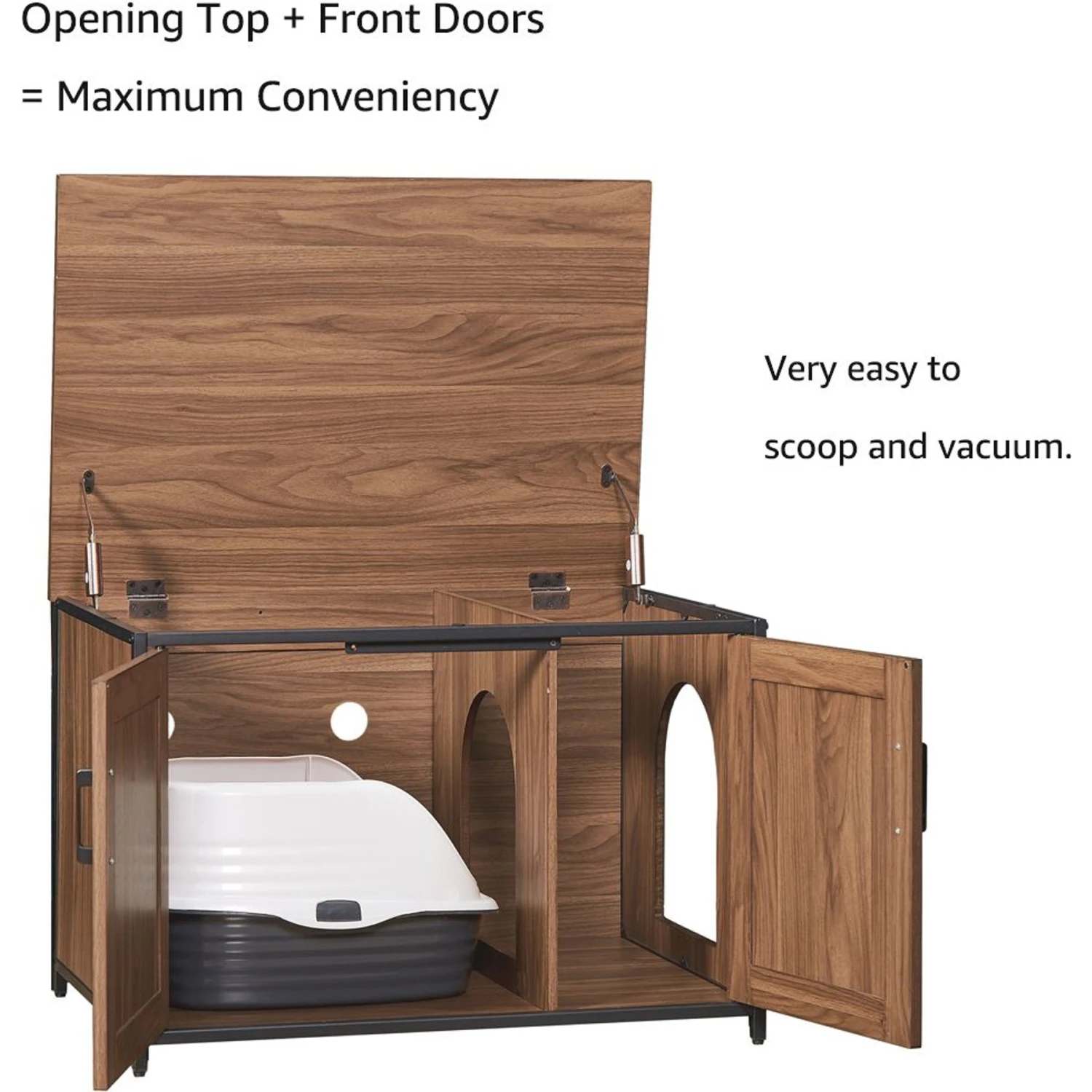 Unipaws Cat Litter Box Enclosure With Top Opening, Large 4 Unipaws Cat Litter Box Enclosure With Top Opening, Large - Image 4