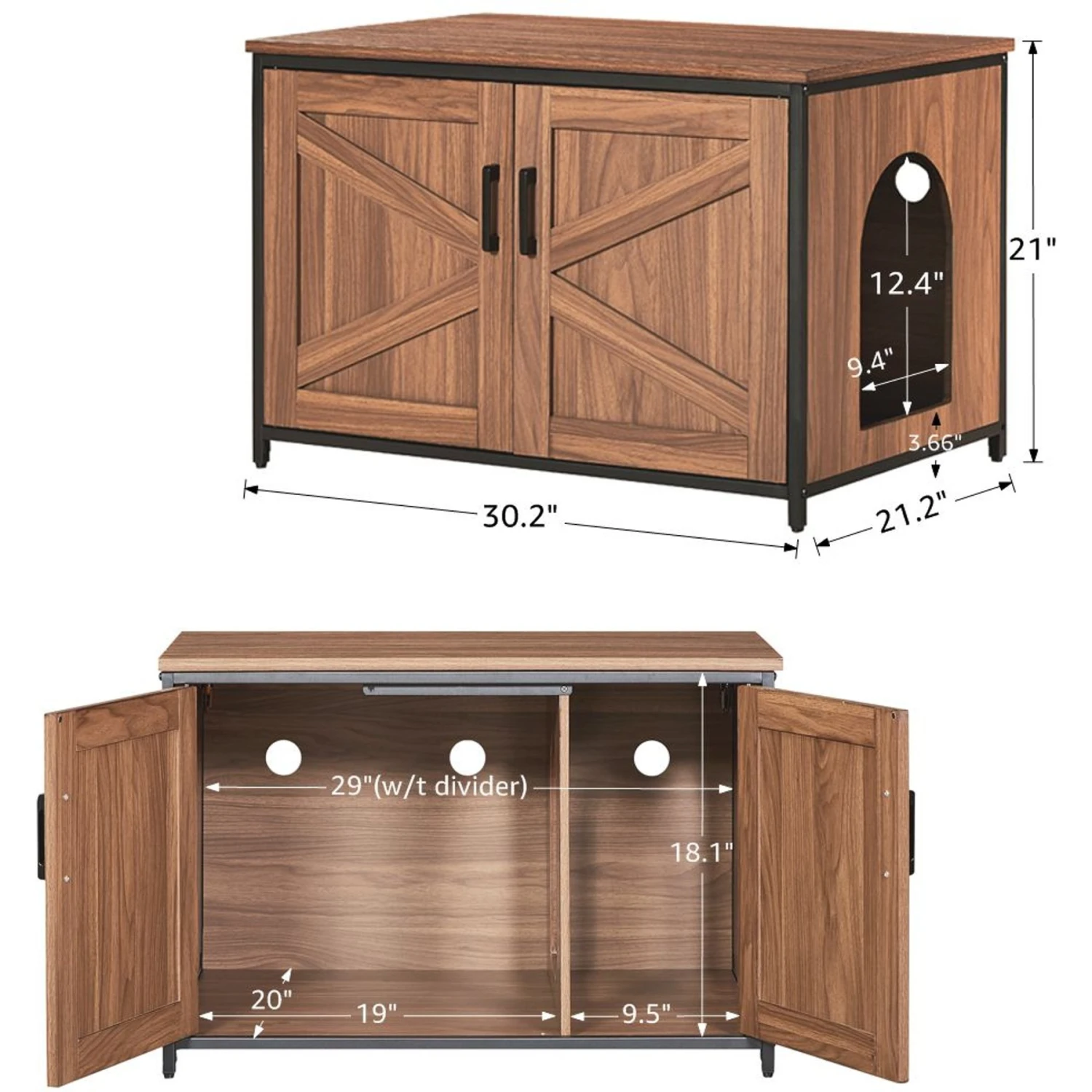 Unipaws Cat Litter Box Enclosure With Top Opening, Large 6 Unipaws Cat Litter Box Enclosure With Top Opening, Large - Image 6