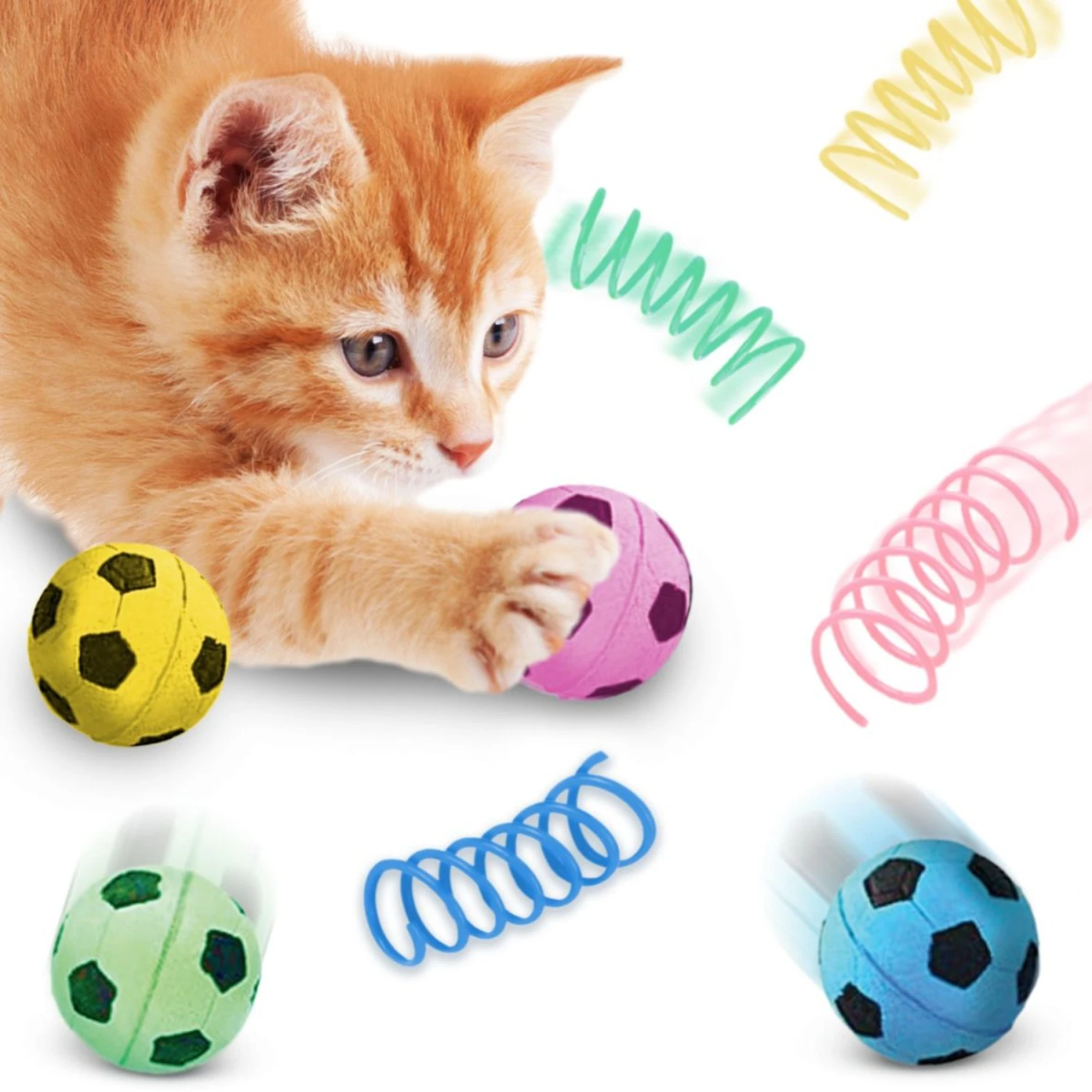 SunGrow Variety Pack Cat Soccer Toy, 12 Count 1 SunGrow Variety Pack Cat Soccer Toy, 12 Count
