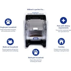 Closer Pets MiBowl Microchip Dog & Cat Feeder, White & Black -Pet Cat Supplies Store 710014 PT2. AC SS1800 V1668186939