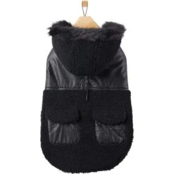 Frisco Medium Weight Faux Leather Dog & Cat Parka With Faux Fur Trimmed Hood, Black 11 Frisco Medium Weight Faux Leather Dog & Cat Parka With Faux Fur Trimmed Hood, Black -Pet Cat Supplies Store 719798 PT3. AC SS1800 V1692978853