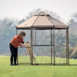 Win World Pet Gazebo Dog Kennel, Earth Taupe, 8-ft -Pet Cat Supplies Store 732814 PT7. AC SS1800 V1670525419