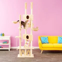 Go Pet Club 106-in Floor-to-Ceiling Faux Fur Cat Tree & Condo -Pet Cat Supplies Store 74051 PT8. AC SS1800 V1500564077