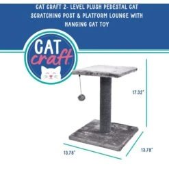 Cat Craft 2 Tier Plush Pedestal Cat Scratching Post & Platform Lounge With Hanging Cat Toy, Grey -Pet Cat Supplies Store 744686 PT2. AC SS1800 V1689974908