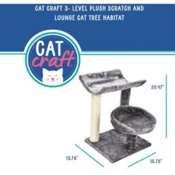 Cat Craft 3 Tier Plush Scratch & Lounge Cat Tree Habitat, Grey, Medium -Pet Cat Supplies Store 744702 PT2. AC SS1800 V1689975231