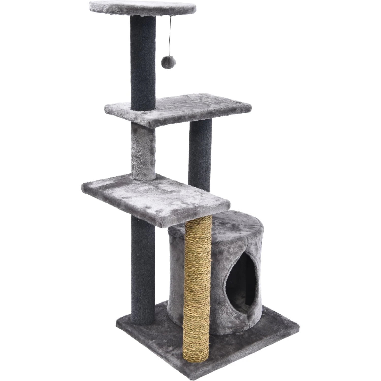 Cat Craft Level Up 5 Tier Plush & Seagrass Activity Cat Tree Habitat, Gray, Large 7 Cat Craft Level Up 5 Tier Plush & Seagrass Activity Cat Tree Habitat, Gray, Large - Image 7