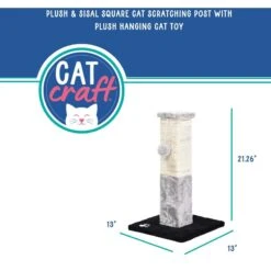 Cat Craft Plush & Sisal Square Cat Scratching Post With Plush Hanging Cat Toy, Gray/Natural, Small 9 Cat Craft Plush & Sisal Square Cat Scratching Post With Plush Hanging Cat Toy, Gray/Natural, Small -Pet Cat Supplies Store 744750 PT2. AC SS1800 V1689974821