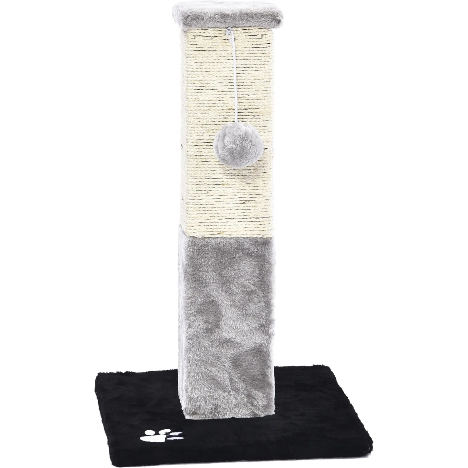 Cat Craft Plush & Sisal Square Cat Scratching Post With Plush Hanging Cat Toy, Gray/Natural, Small 4 Cat Craft Plush & Sisal Square Cat Scratching Post With Plush Hanging Cat Toy, Gray/Natural, Small - Image 4