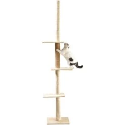 Cat Craft 4-Level Adjustable Climbing & Perch Cat Tree With Scratch Mat Post, Cream, X-Large -Pet Cat Supplies Store 744846 PT7. AC SS1800 V1674068985