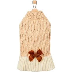 Frisco Cable Knit Dog & Cat Sweater Dress With Velvet Bow -Pet Cat Supplies Store 745838 PT4. AC SS1800 V1694793759