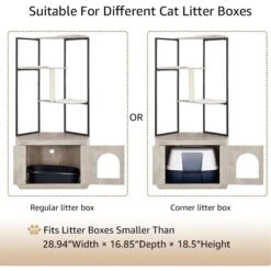 Unipaws Corner Box Enclosure With Cat Tree Tower Cat Litter, Weathered Grey, Medium -Pet Cat Supplies Store 757526 PT5. AC SS1800 V1693319935