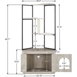Unipaws Corner Box Enclosure With Cat Tree Tower Cat Litter, Weathered Grey, Medium -Pet Cat Supplies Store 757526 PT6. AC SS1800 V1693320056