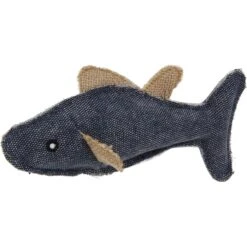 Pet Life Durable Fish Plush Cat Toy With Catnip, Black