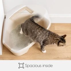 IRIS USA Hooded Corner Cat Litter Box With Front Door Flap & Scoop -Pet Cat Supplies Store 816574 PT4. AC SS1800 V1685131608