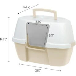 IRIS USA Hooded Corner Cat Litter Box With Front Door Flap & Scoop -Pet Cat Supplies Store 816574 PT5. AC SS1800 V1685131612