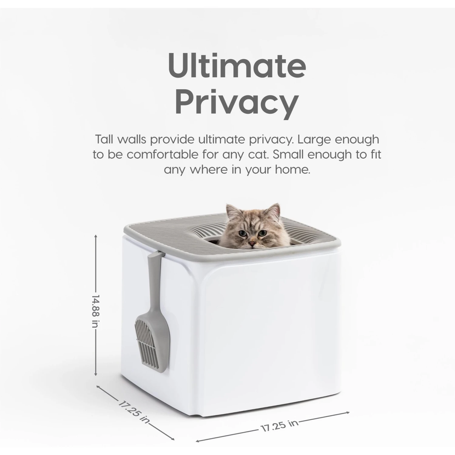 IRIS USA Premium Square Top Entry Cat Litter Box With Scoop, White & Gray, Large 2 IRIS USA Premium Square Top Entry Cat Litter Box With Scoop, White & Gray, Large - Image 2