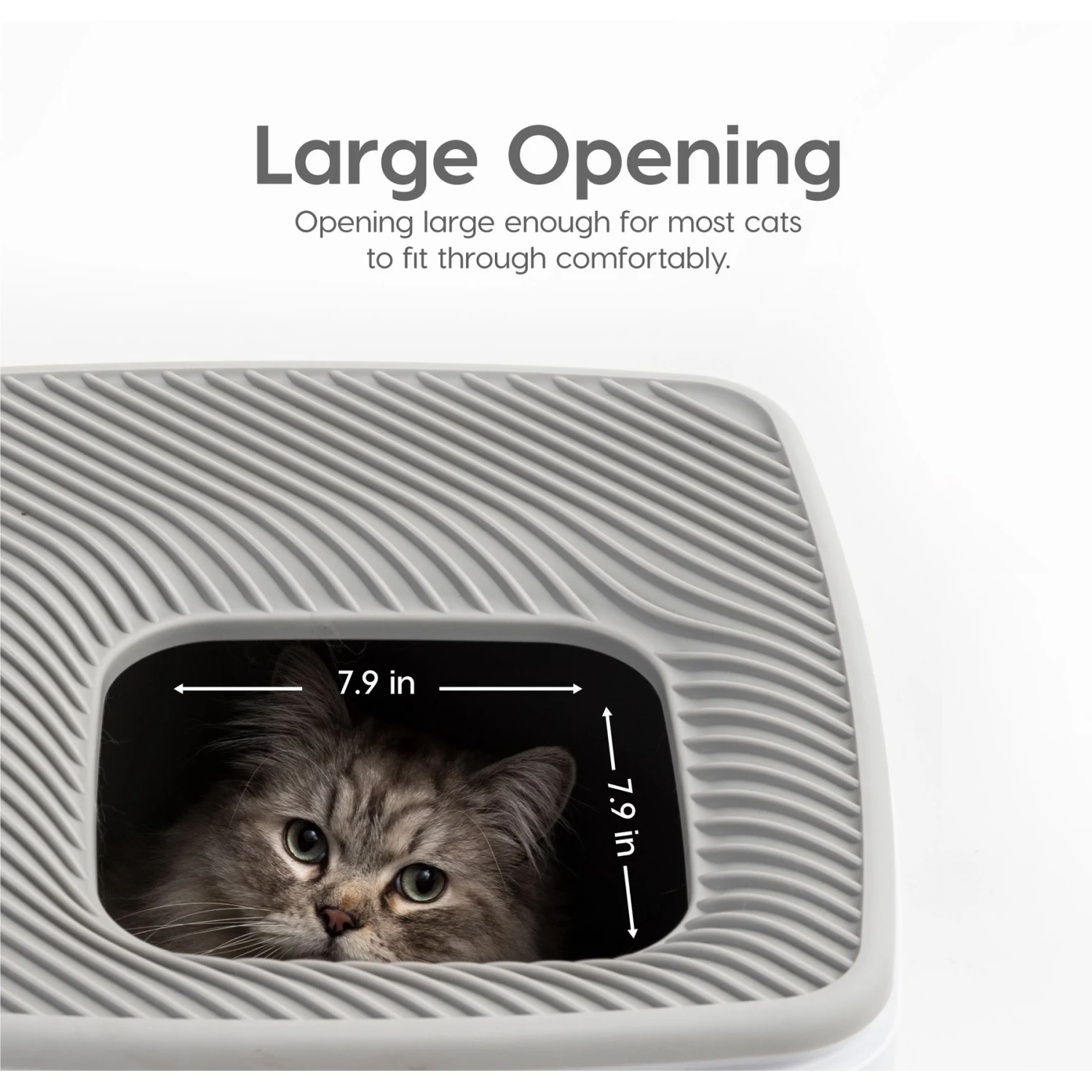 IRIS USA Premium Square Top Entry Cat Litter Box With Scoop, White & Gray, Large 3 IRIS USA Premium Square Top Entry Cat Litter Box With Scoop, White & Gray, Large - Image 3