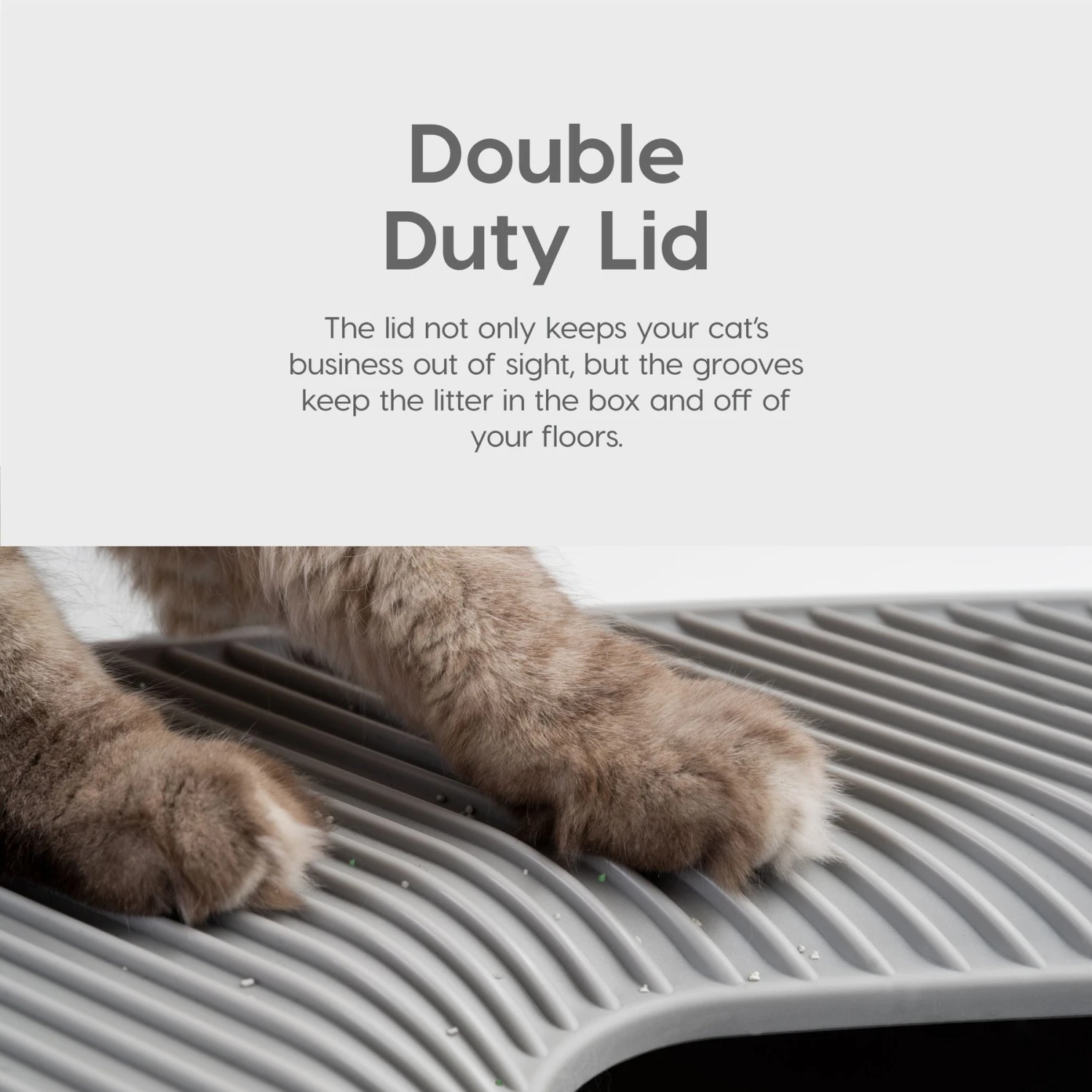 IRIS USA Premium Square Top Entry Cat Litter Box With Scoop, White & Gray, Large 4 IRIS USA Premium Square Top Entry Cat Litter Box With Scoop, White & Gray, Large - Image 4