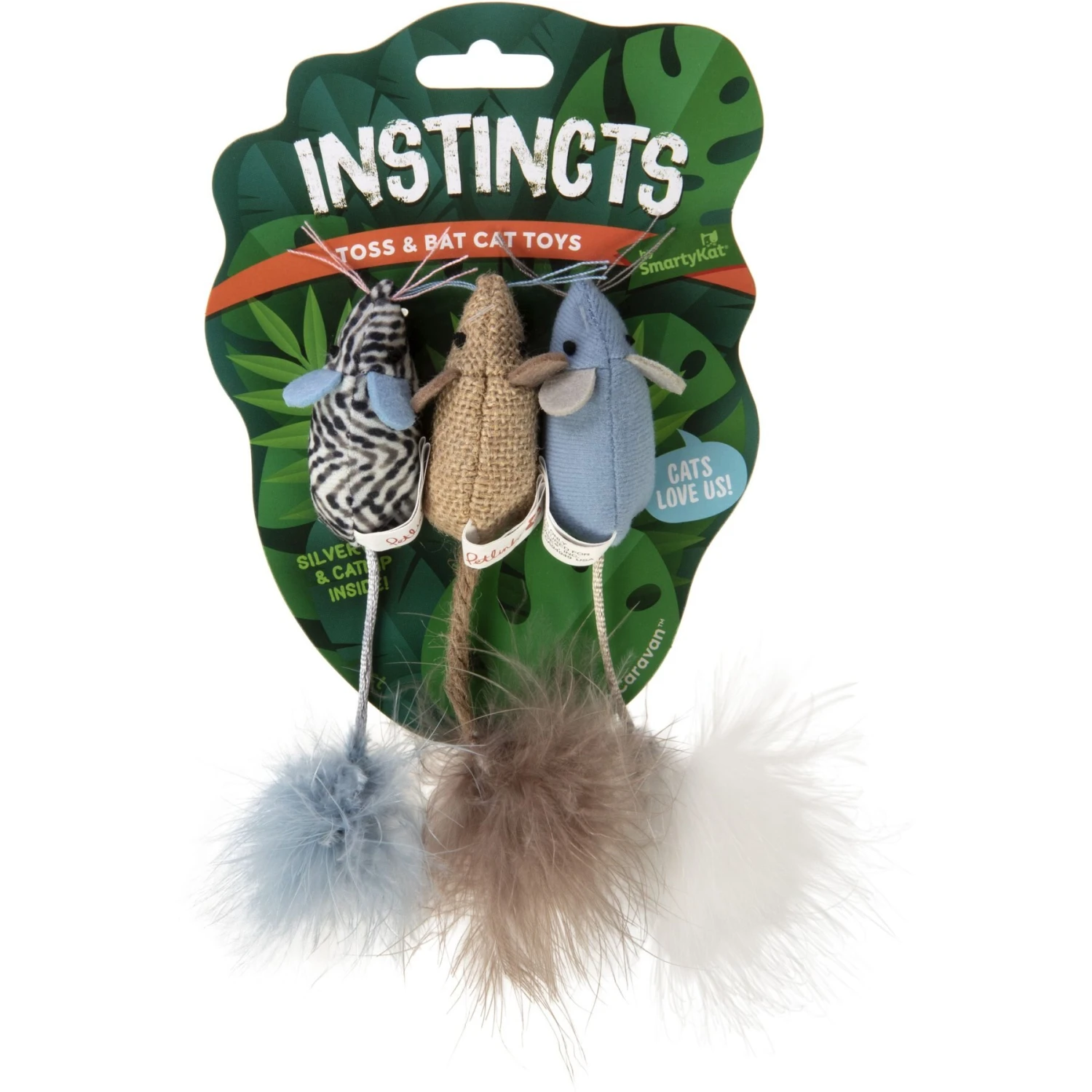 SmartyKat Instincts Catnip Caravan HappyNip Silvervine Toss & Bat Plush Mice Cat Toys, 3-pack 2 SmartyKat Instincts Catnip Caravan HappyNip Silvervine Toss & Bat Plush Mice Cat Toys, 3-pack - Image 2