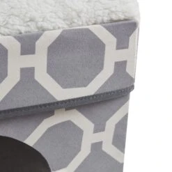 Friends Forever Taylor Collapsible Cube Cat House & Ottoman, Grey -Pet Cat Supplies Store 851550 PT4. AC SS1800 V1683837065