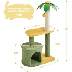 Yaheetech 37-in Coconut Palm Cat Tree, Small, Green & Yellow -Pet Cat Supplies Store 871710 PT3. AC SS1800 V1686244438
