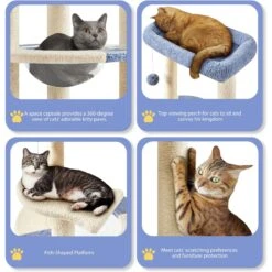 Yaheetech 35.5-in Cat Tree With Space Capsule, Small, Blue & Beige -Pet Cat Supplies Store 871726 PT4. AC SS1800 V1686245905