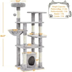 Yaheetech 4-Level Cat Tree, 56.5-in, Medium, Light Gray 9 Yaheetech 4-Level Cat Tree, 56.5-in, Medium, Light Gray -Pet Cat Supplies Store 871774 PT2. AC SS1800 V1686246221