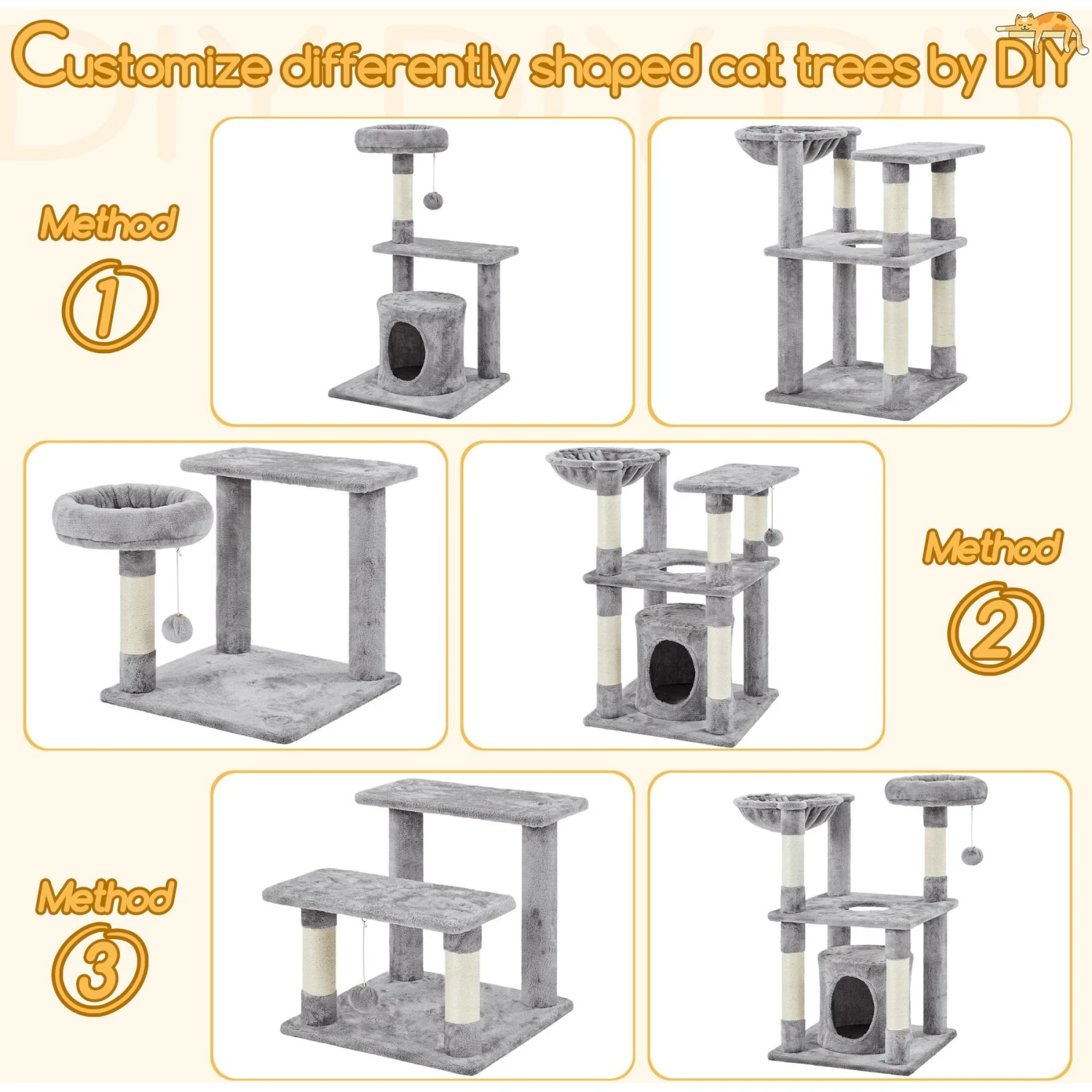 Yaheetech 4-Level Cat Tree, 56.5-in, Medium, Light Gray 6 Yaheetech 4-Level Cat Tree, 56.5-in, Medium, Light Gray - Image 6