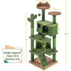 Yaheetech 54.5-in Cactus Cat Tree, Medium, Green & Brown -Pet Cat Supplies Store 871870 PT2. AC SS1800 V1688738705